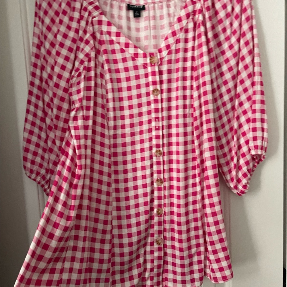 Pink Checkered Women's Top